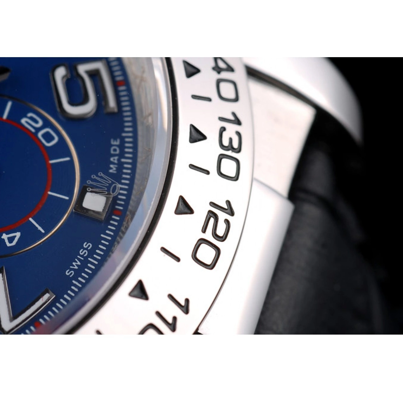 Good copy rolex watches Stainless Blue Rolex Case Steel Black Dial Daytona Strap Leather 0816